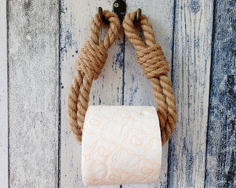 Toilet paper holder, Double straight rope toilet roll holder, Jute tp holder, Nautical Decor, Bathroom deco, Natural decor