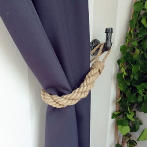 Three-rope weave jute curtain holdback, Curtain tieback, Nautical decor, Housewarming gift, Natural décor, Living room decor