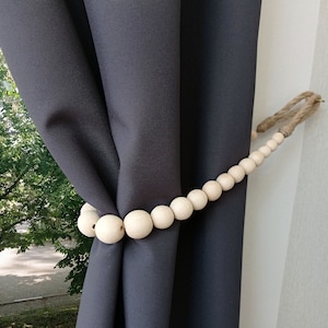 2x Curtain tieback, 2 pcs, Wooden beads curtain tie back, Nautical decor, Housewarming gift, Natural décor, Living room decor, Beads Decor