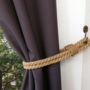 Curtain tieback &quot;double rope&quot;, Rope curtain tie back, Jute curtain holdback, Nautical decor, Housewarming gift, Natural décor.