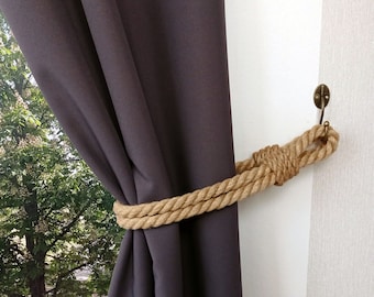 Curtain tieback &quot;double rope&quot;, Rope curtain tie back, Jute curtain holdback, Nautical decor, Housewarming gift, Natural décor.