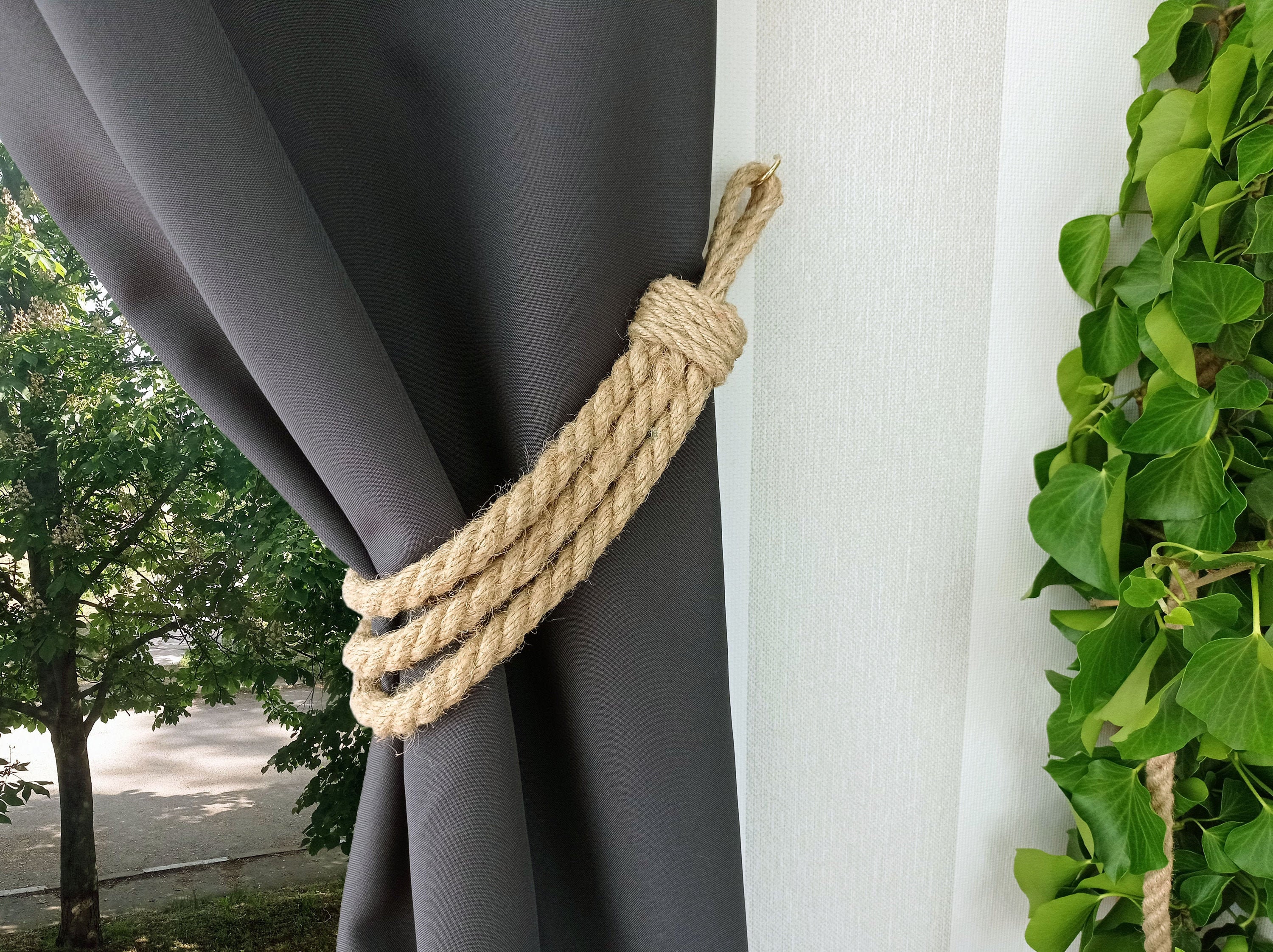 Curtain tieback Rope curtain tie back Jute curtain holdback Etsy