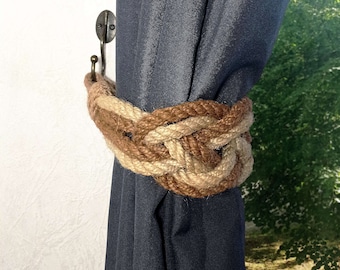 Sujetador de cortinas de cuerda de yute: Sujetacortinas de estilo náutico