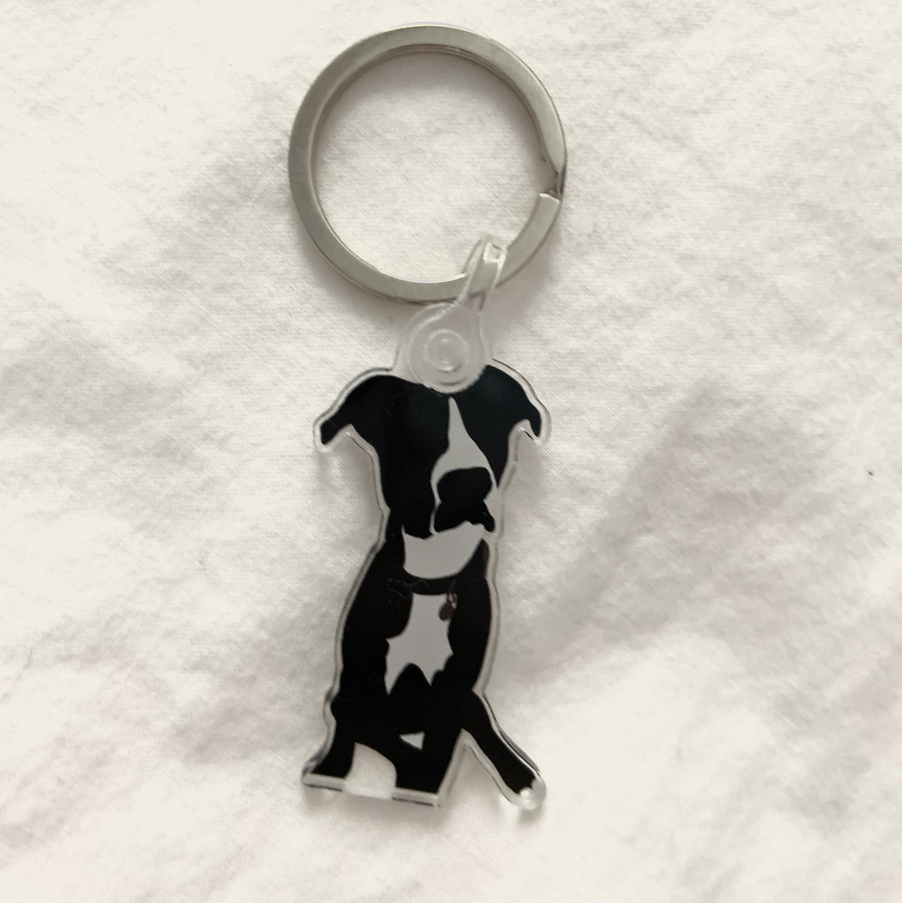 Handmade in the USA from Rustic Metal Pit Bull Keychain or Purse Charm 