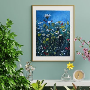 Wild flowers, Mounted print, Wall art, home decor, gift idea.