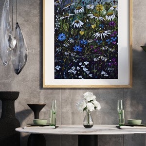 Flowers, Mounted print, 12 x 16.5 inches of wild flowers from an original acrylic painting &#39;Daisy Field&#39; by Crafttylou