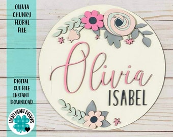 Download Floral Name Sign Svg Etsy