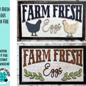 Farm Fresh Eggs Sign File SVG, Glowforge Chicken Eggs Farm, LuckyHeartDesignsCo