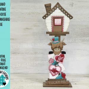Highland Valentine pour le nichoir fichier interchangeable SVG, coeur, amour saisonnier, formes de vacances, Glowforge, LuckyHeartDesignsCo