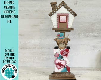 Highland Valentine for the Birdhouse Interchangeable File SVG, Heart, Love Seasonal, Holiday Shapes, Glowforge, LuckyHeartDesignsCo