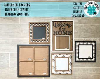 Patterned Backers For The Interchangeable Leaning Signs Inserts File SVG, Glowforge, LuckyHeartDesignsCo Base Base
