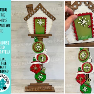 Ornements pour le nichoir fichier interchangeable SVG, Glowforge, Noël, saisonnier, formes de vacances, LuckyHeartDesignsCo