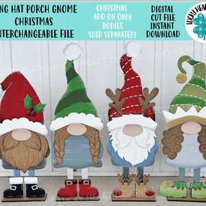 Long Hat Porch Gnome Christmas Interchangeable File SVG, ADD ON, Holiday, Seasonal, Halloween, Fall, Glowforge, LuckyHeartDesignsCo