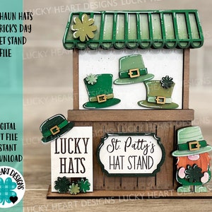 Leprechaun Hats Interchangeable Market Stand File SVG, Glowforge St. Patrick&#39;s Day, LuckyHeartDesignsCo