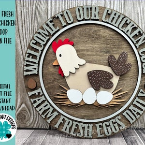 Farm Fresh Chicken Coop Sign File SVG, Glowforge Chicken Eggs Farm, LuckyHeartDesignsCo