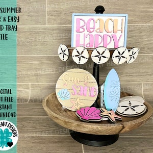 Beach Summer Quick and Easy Tiered Tray File SVG, Glowforge Tier Tray, LuckyHeartDesignsCo