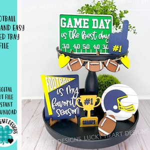 Football Quick and Easy Tiered Tray File SVG, Tier Tray Decor, Glowforge, Sports, LuckyHeartDesignCo