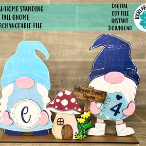 Family Home Standing Tall Gnome Interchangeable File SVG, Glowforge, LuckyHeartDesignsCo