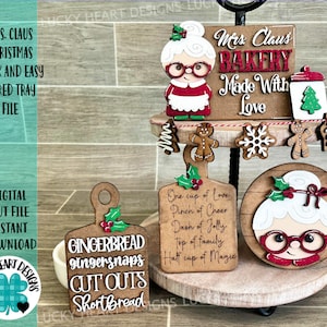 Mrs. Claus Christmas Quick and Easy Tiered Tray File SVG, Glowforge Christmas, LuckyHeartDesignsCo
