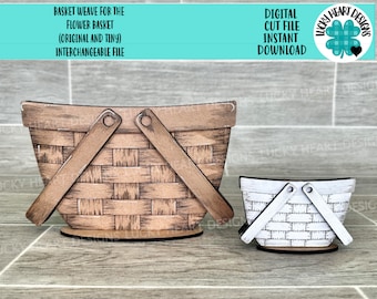 Flower Basket Weave Basket only Interchangeable (Original and TINY)  File SVG, Vase, Flower, Tiered Tray, Glowforge, LuckyHeartDesignsCo
