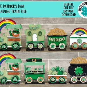 Archivo de tren permanente del Día de San Patricio SVG, Lucky, Clover, Pot O Gold, Leprechaun, Bandeja escalonada Glowforge, LuckyHeartDesignsCo