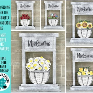 Veranda welkom teken voor de bloemenmand verwisselbaar bestand SVG, (gebruik ook met Amimal Hat-bestanden), Home Sign Glowforge, LuckyHeartDesignsCo