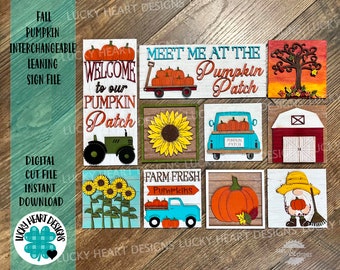 Herbst Kürbis Patch austauschbare lehnende Zeichendatei SVG, Glowforge, LuckyHeartDesignsCo