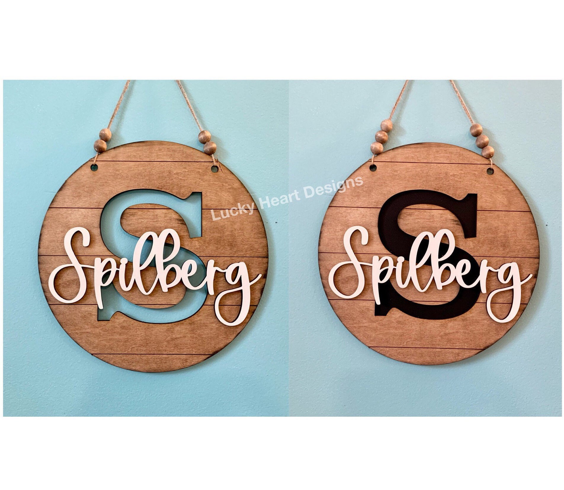 Name Initial Round Door Hanger File SVG, Glowforge Laser, Shiplap Sig…