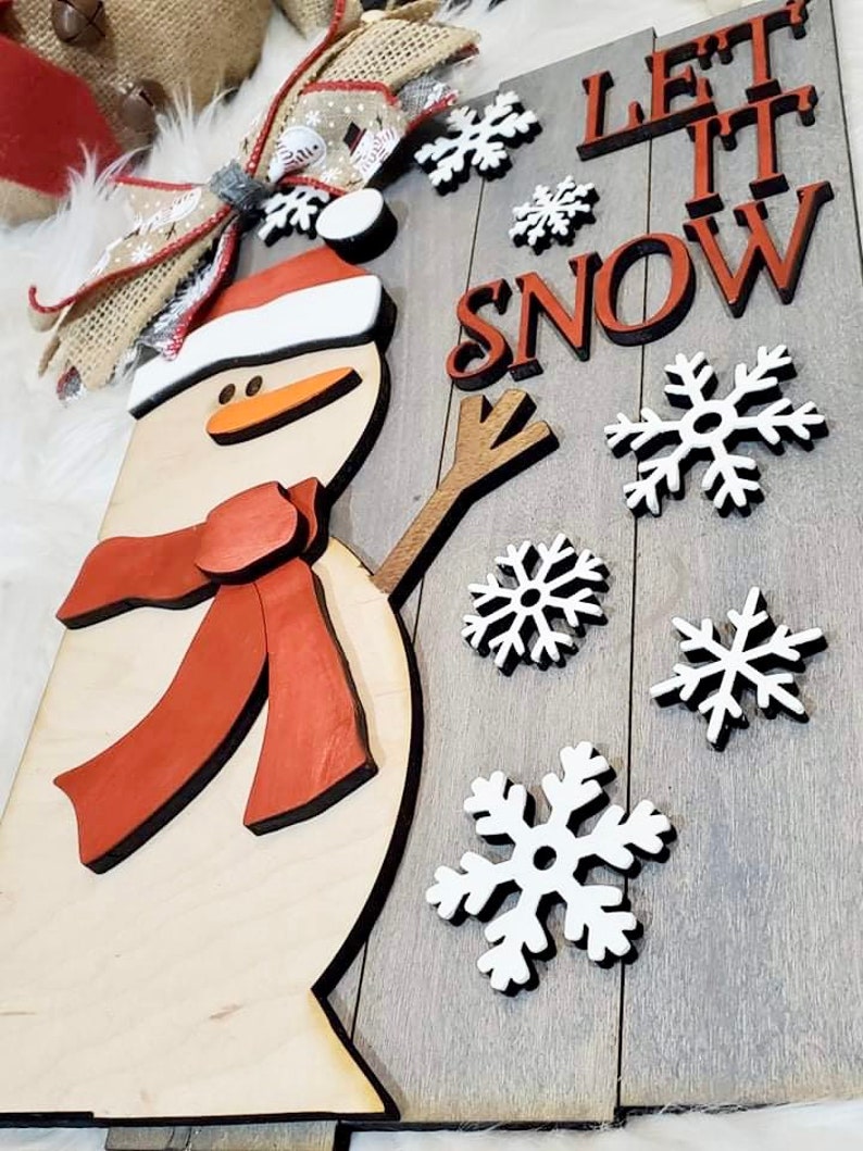 Let It Snow Snowman Door Hanger File SVG, Glowforge Winter ...