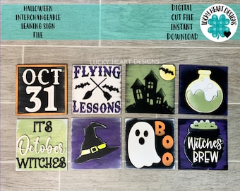 Halloween austauschbare lehnende Zeichendatei SVG, Glowforge Tiered Tablett, LuckyHeartDesignsCo