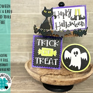 Halloween Quick and Easy Tiered Tray File SVG, Glowforge Tier Tray, LuckyHeartDesignsCO