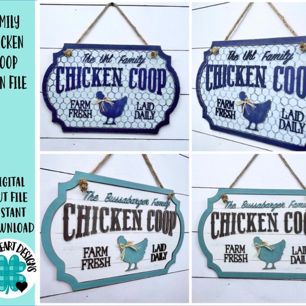 Family Chicken Coop Sign File SVG, Granja de huevos de gallina Glowforge, LuckyHeartDesignsCo