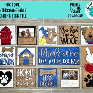 Hundeliebe austauschbare schiefe Zeichen Datei SVG, Puppy Tiered Tray Glowforge, LuckyHeartDesignsCo