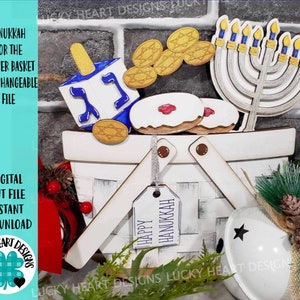 Hanukkah For The Flower Basket Interchangeable File SVG, Holiday, Christmas Tiered Tray, Glowforge, LuckyHeartDesignsCo