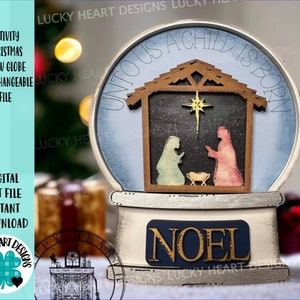 Nativity Christmas Snow Globe Interchangeable File SVG, Glowforge, Tiered Tray LuckyHeartDesignsCo
