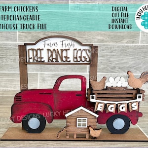 Farm Chickens add on Interchangeable Farmhouse Truck File SVG, Glowforge,  LuckyHeartDesignsCo