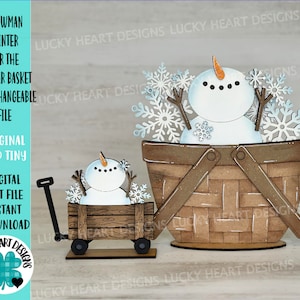 Sneeuwpop winter voor de bloemenmand verwisselbaar bestand SVG, TINY, winter, sneeuwvlok, ijzig gelaagde lade, Glowforge, LuckyHeartDesignsCo