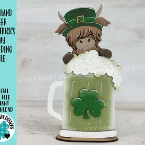 Fichier SVG, porte-bonheur, ferme, trèfle, lutin, Glowforge, bière Highland Beer Saint-Patrick LuckyHeartDesignsCo