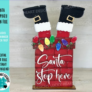 Santa Chimenea Signo Archivo de Navidad SVG, Luces de Navidad, Glowforge, LuckyHeartDesignsCo