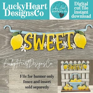 Lemon Banner Holiday Door Sign Interchangeable File, SVG, Fence, Flower, Fruit, Lemons, Sweet Lemonade Seasonal, Holiday, Welcome, glowforge