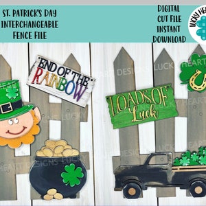 St. Patrick&#39;s Day Interchangeable Fence File SVG, Glowforge, LuckyHeartDesignsCo