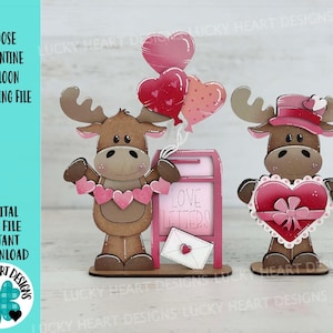 Fichier SVG orignal Saint-Valentin, ballon, amour, coeur, boîte aux lettres, chocolat, ferme, plateau à plusieurs niveaux Glowforge LuckyHeartDesignsCo