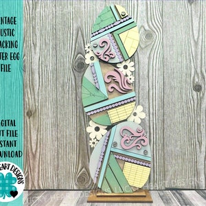 vintage Rustic Stacking Easter egg File SVG, Glowforge farmhouse , LuckyHeartDesignsCo