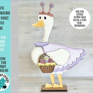 Gans Tierhüte austauschbarer Frühlingskorb Outfit-Datei SVG, Enten-Regenstiefel saisonal, Urlaub, Glowforge, LuckyHeartDesignsCo