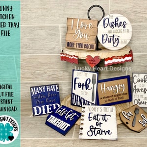 Funny Kitchen Tiered Tray Bundle File SVG, Glowforge Laser, Tier Tray, LuckyHeartDesignsCo