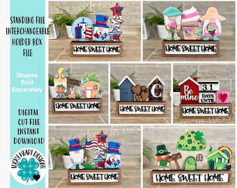 Standing File Interchangeable Holder Box File SVG, Glowforge, LuckyHeartDesignsCo