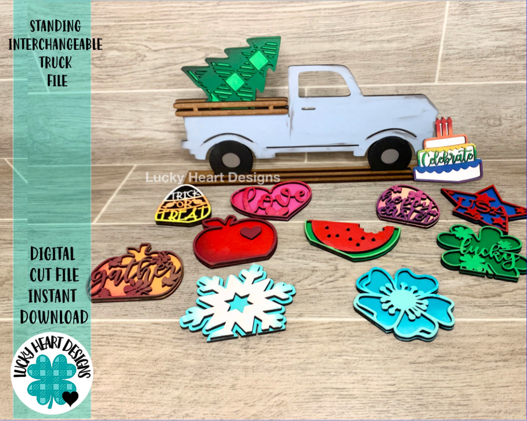 Standing Interchangeable Truck File SVG, Glowforge Home Sing, LuckyHe…