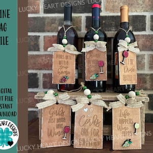 WINE タグ ファイル SVG、Glowforge、LuckyHaertDesignsCO