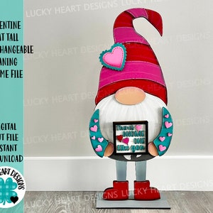 Valentine Hat add on Tall Porch Interchangeable Leaning Sign Gnome File SVG, Glowforge, LuckyHeartDesignsCo
