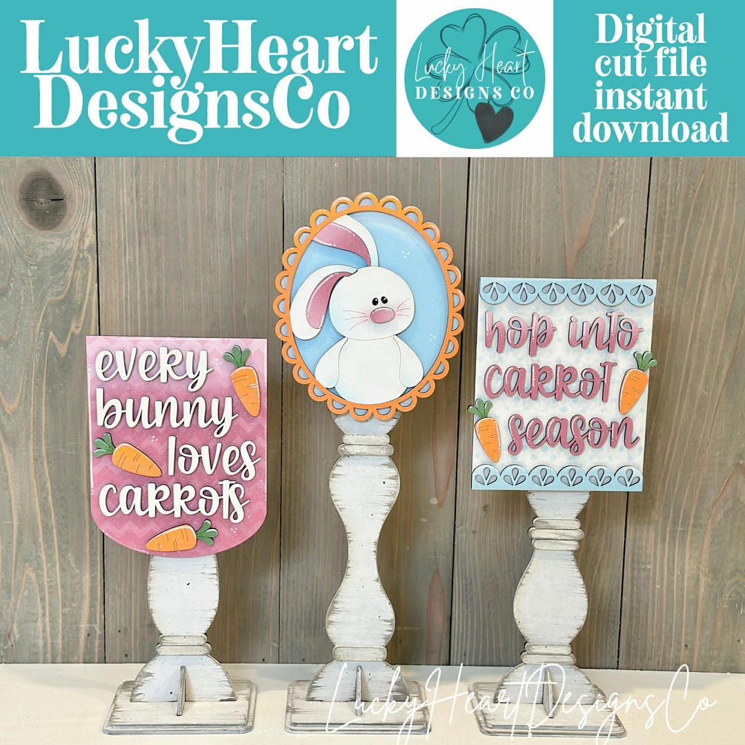 Easter Bunny Pedestal Spindle Slide on Seasonal Set Interchangeable ...